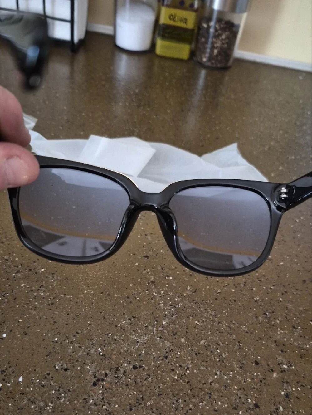 Women's Black Square Fashion Sunglasses with Subtle Gold Accent